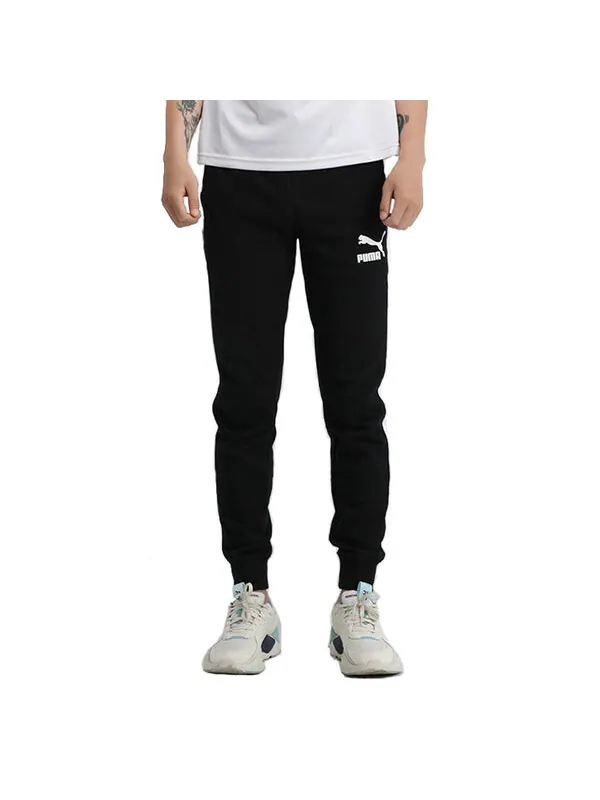 Брюки iconic t7 track pants 'black' Puma — изображение 3 из 4, черный/белый