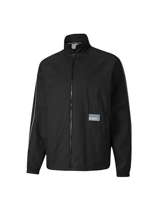 Куртка sportswear fit long sleeve brand logo running jacket 'black' Puma — изображение 1 из 2, черный