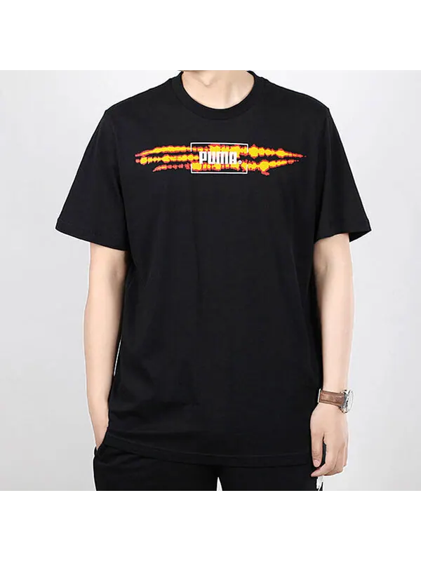 Футболка printed sports short sleeve tee black Puma — изображение 3 из 4, черный