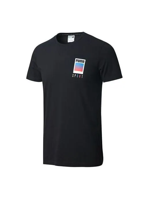 Футболка sport printed short sleeve tee black Puma — изображение 1 из 4, черный