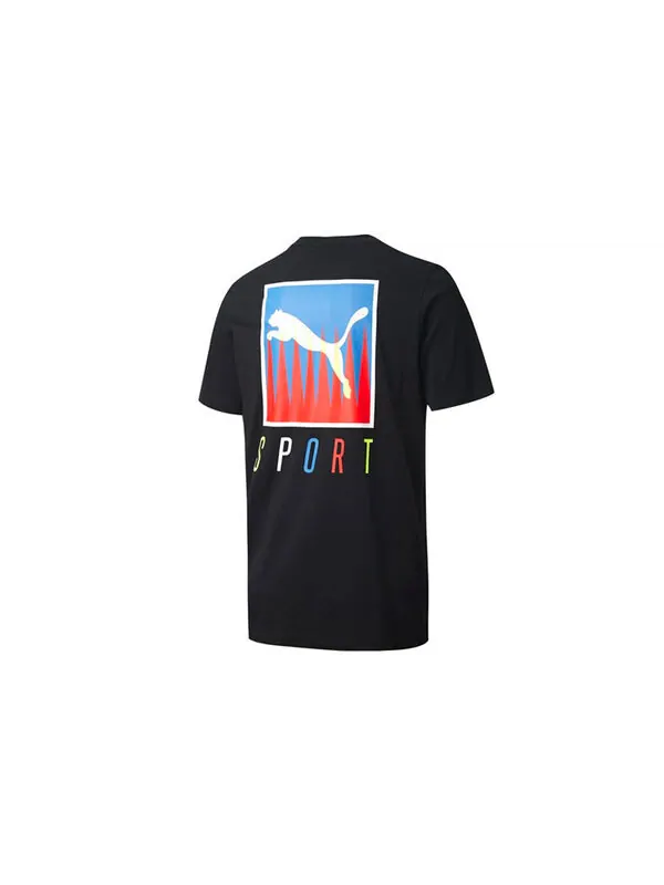 Футболка sport printed short sleeve tee black Puma — изображение 2 из 4, черный