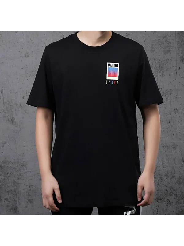 Футболка sport printed short sleeve tee black Puma — изображение 3 из 4, черный
