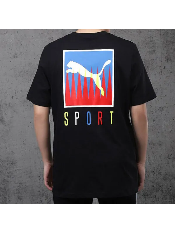 Футболка sport printed short sleeve tee black Puma — изображение 4 из 4, черный