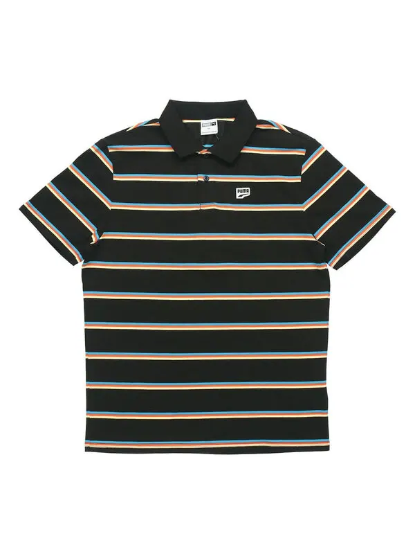 Рубашка поло downtown stripe polo tee shirt 'black' Puma — изображение 1 из 4, черный