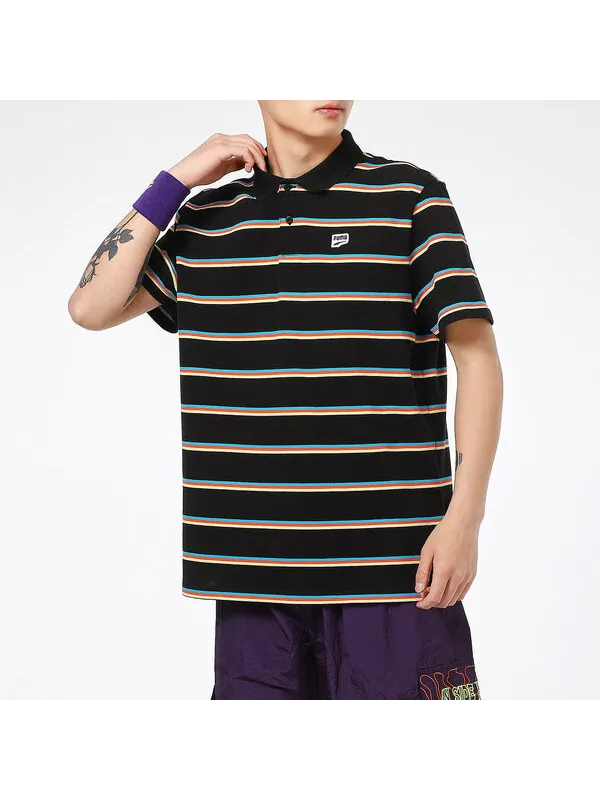 Рубашка поло downtown stripe polo tee shirt 'black' Puma — изображение 4 из 4, черный