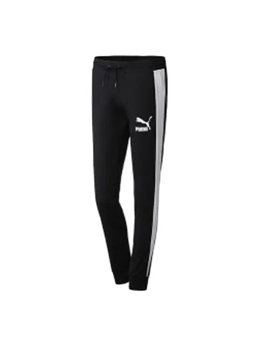 Брюки iconic t7 track pants 'black' Puma — изображение 1 из 4, черный/белый