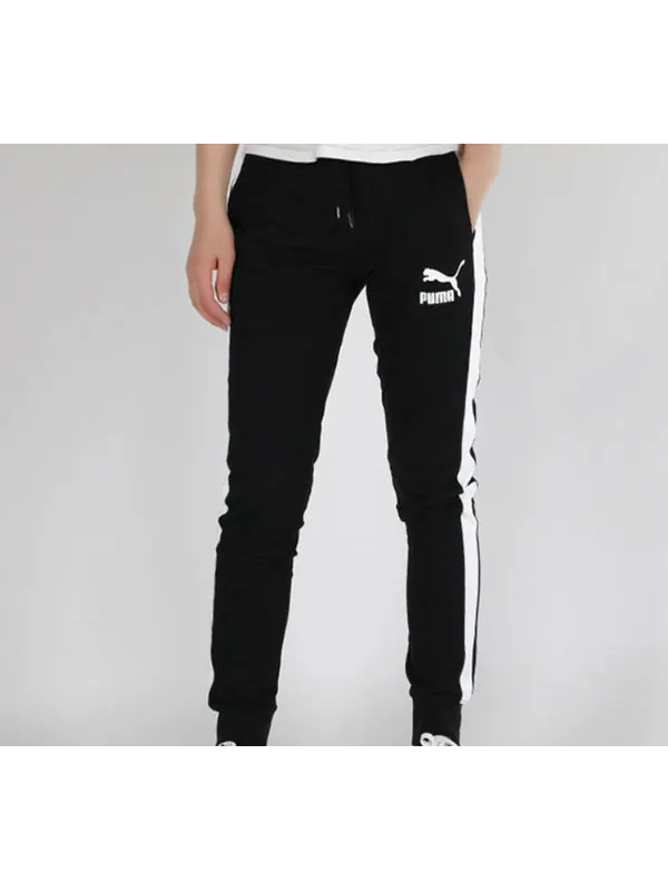 Брюки iconic t7 track pants 'black' Puma — изображение 4 из 4, черный/белый