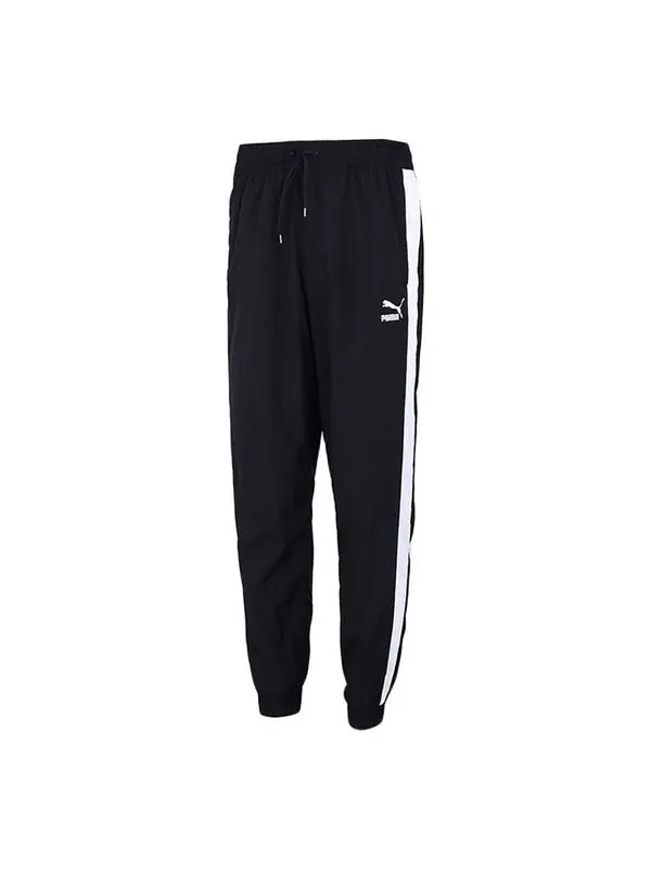 Брюки iconic t7 track pants 'black' Puma — изображение 1 из 4, черный/белый