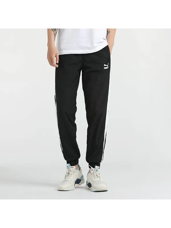 Брюки iconic t7 track pants 'black' Puma — изображение 3 из 4, черный/белый