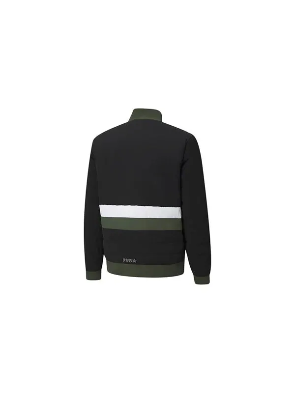 Куртка parquet quilted puffer basketball winter jacket 'black green' Puma — изображение 2 из 2, черный/зеленый/белый
