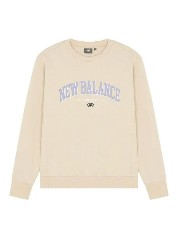 Толстовка New Balance Logo Printing Round Neck Pullover Couple Style Creamy White — изображение 1 из 4, белый