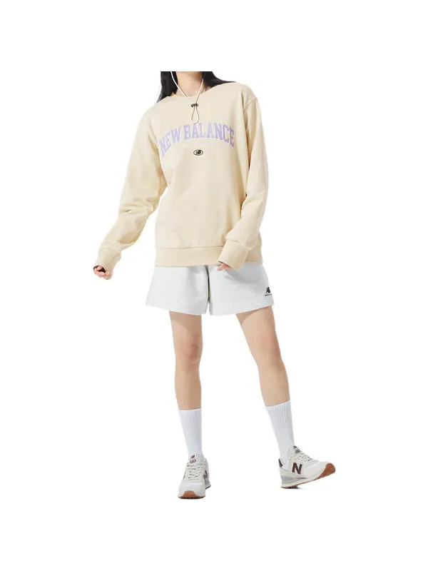 Толстовка New Balance Logo Printing Round Neck Pullover Couple Style Creamy White — изображение 3 из 4, белый