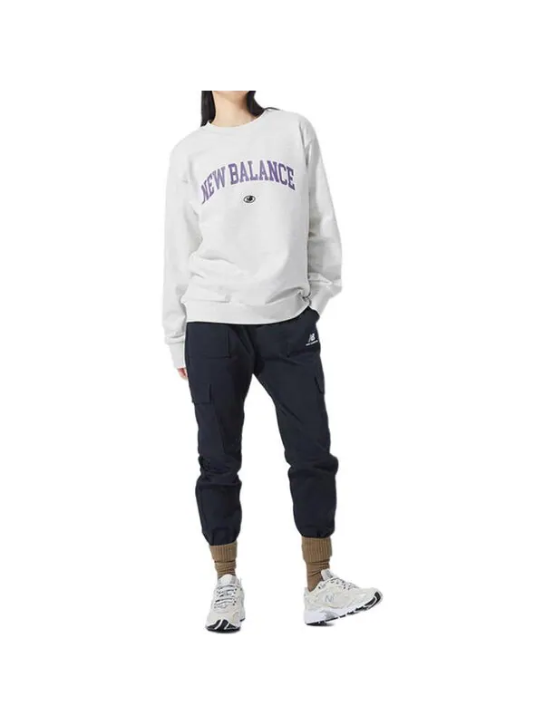 Толстовка New Balance Logo Printing Round Neck Pullover Couple Style Gray — изображение 3 из 3, серый