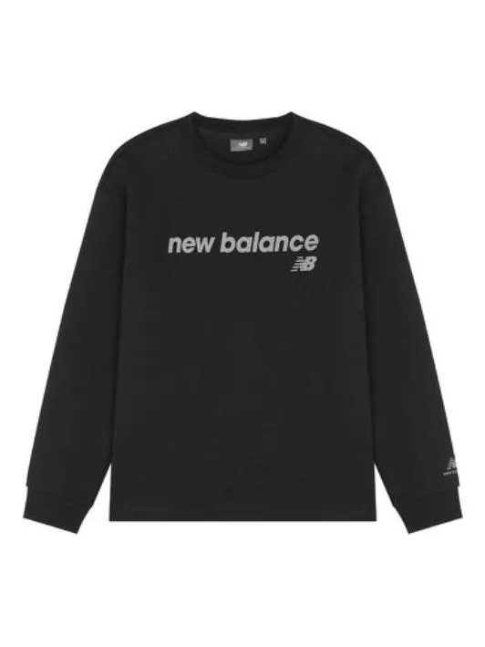 Толстовка классический основной флисовый свитер с круглым вырезом New Balance — изображение 1 из 3, черный