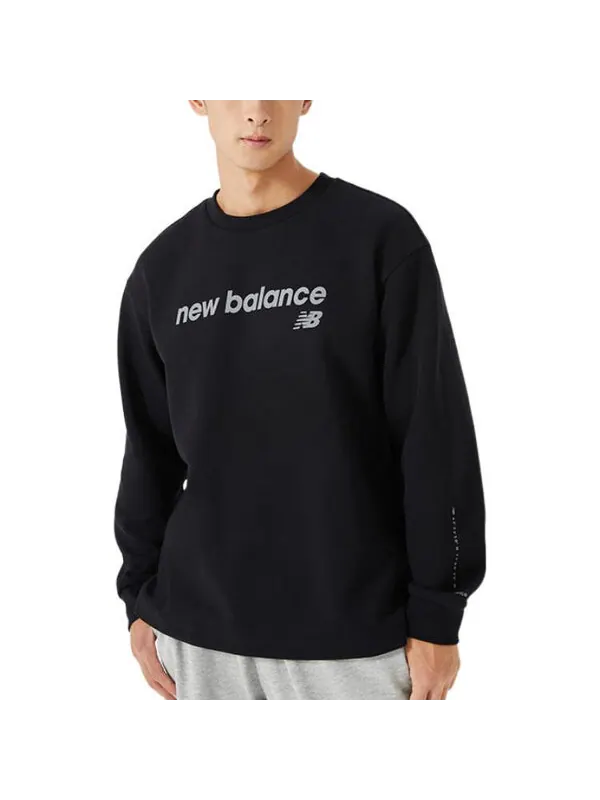 Толстовка классический основной флисовый свитер с круглым вырезом New Balance — изображение 3 из 3, черный