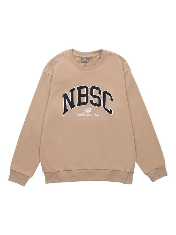 Толстовка с логотипом, свитера с круглым вырезом New Balance — изображение 1 из 4, бежевый