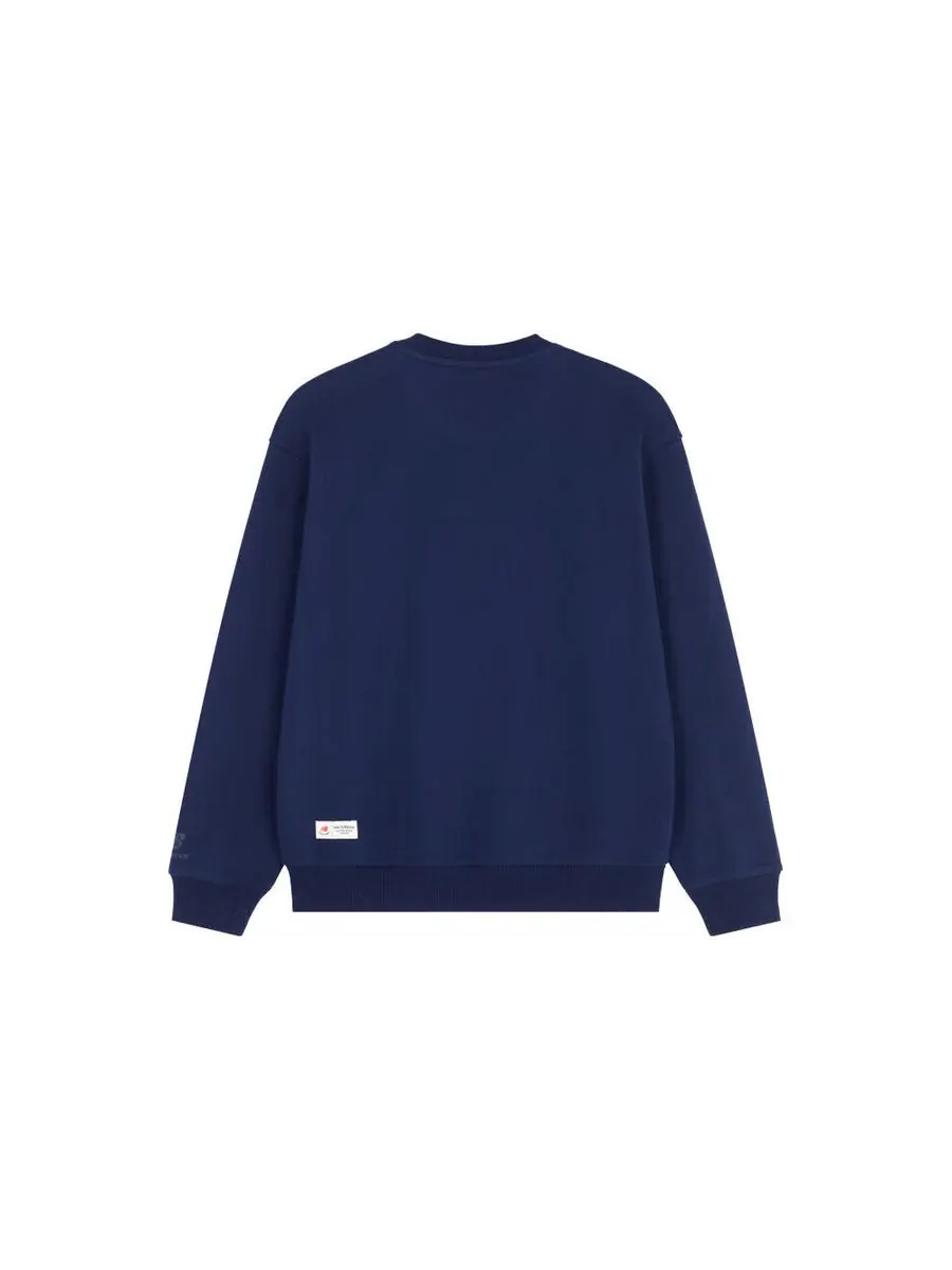 Свитер New Balance Fleece Crew Sweater 'Blue White' — изображение 2 из 2, синий