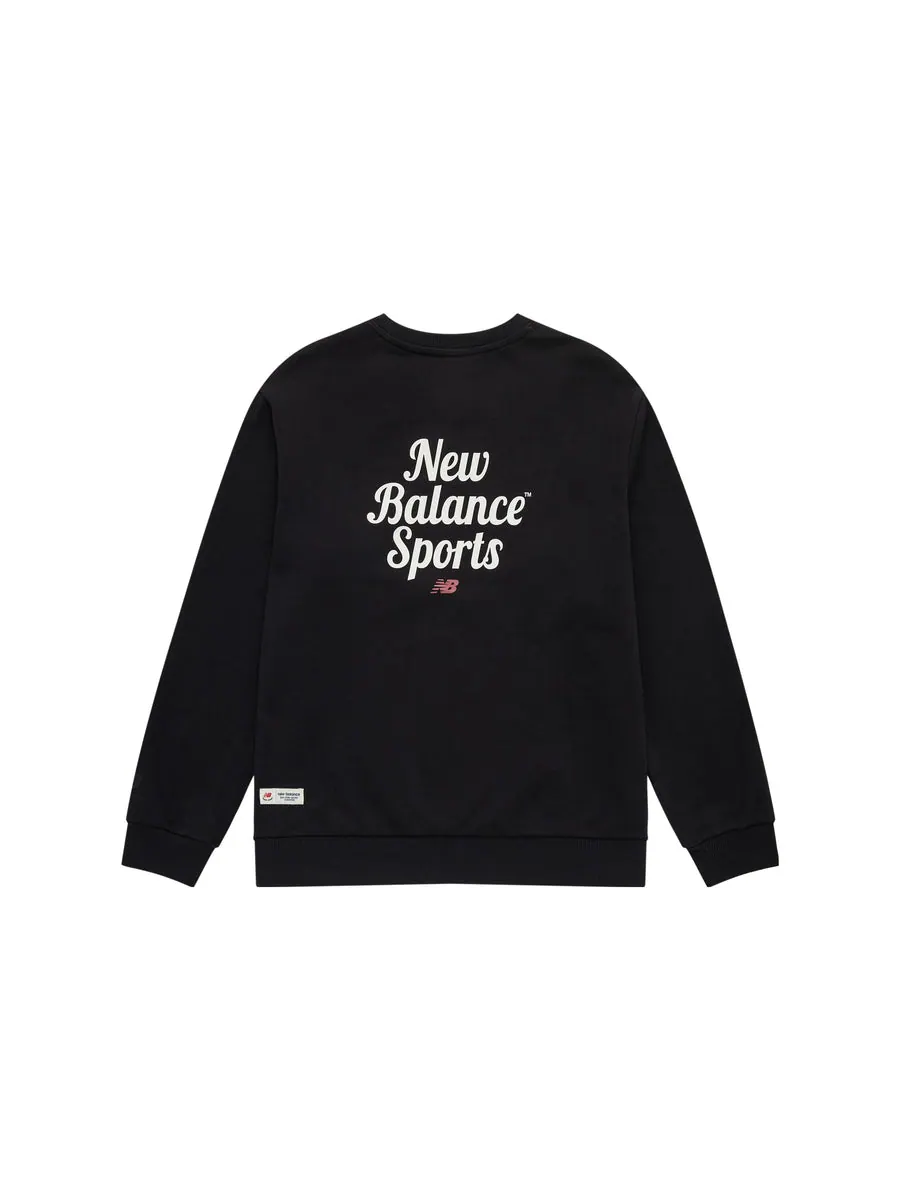 Свитер New Balance Sport Sweatshirt 'Black White' — изображение 2 из 5, черный