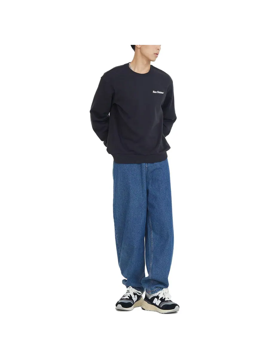 Свитер New Balance Sport Sweatshirt 'Black White' — изображение 3 из 5, черный
