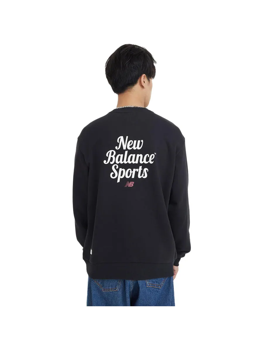 Свитер New Balance Sport Sweatshirt 'Black White' — изображение 4 из 5, черный