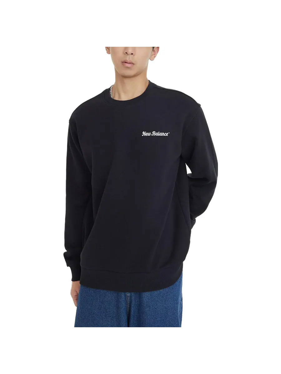 Свитер New Balance Sport Sweatshirt 'Black White' — изображение 5 из 5, черный