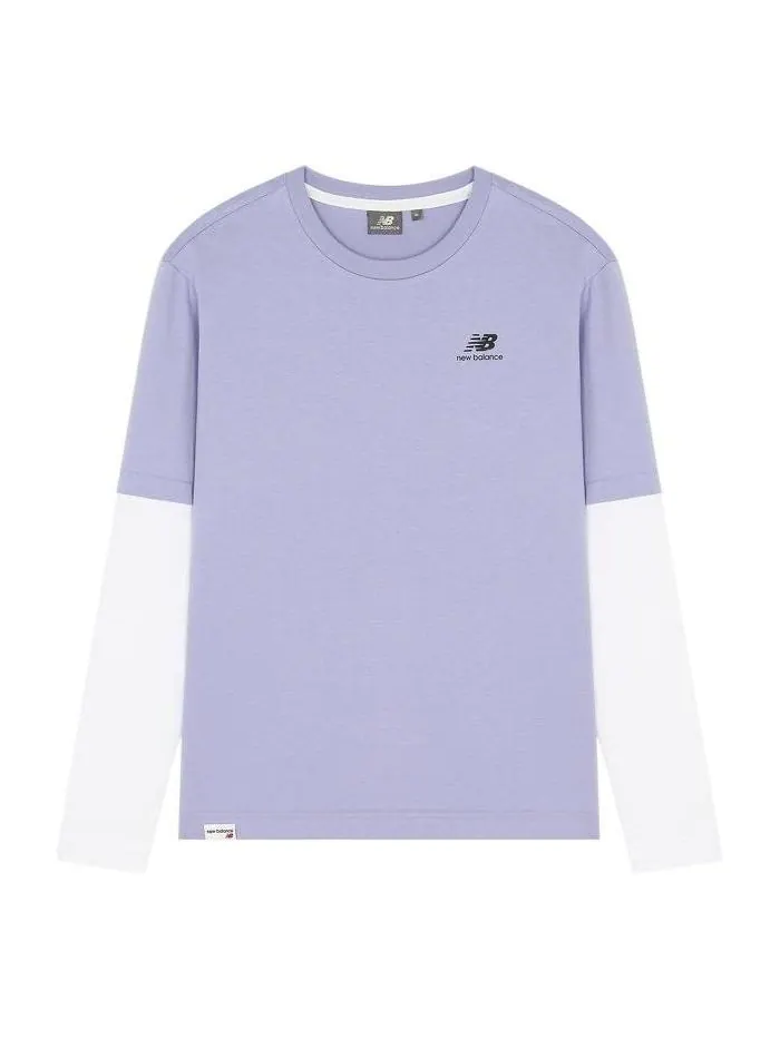 Футболка New Balance Classic Long Sleeve Tee 'Purple White' — изображение 1 из 2, фиолетовый