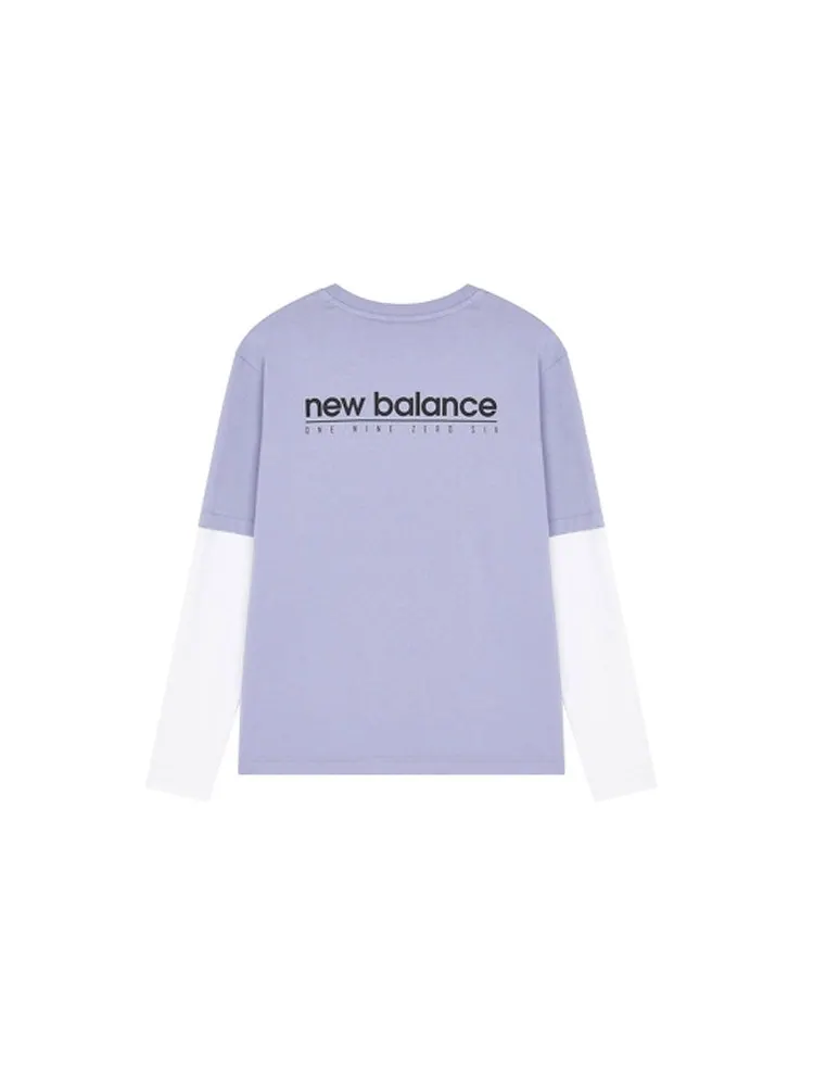 Футболка New Balance Classic Long Sleeve Tee 'Purple White' — изображение 2 из 2, фиолетовый
