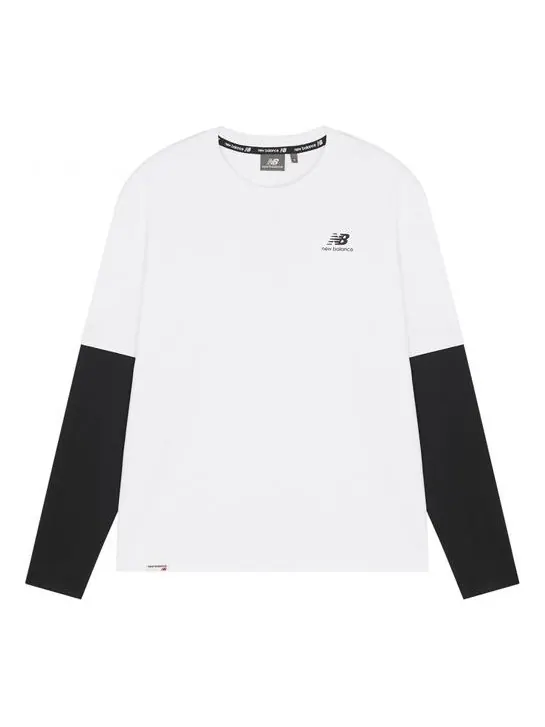 Футболка New Balance Classic Long Sleeve Tee 'White Black' — изображение 1 из 4, белый
