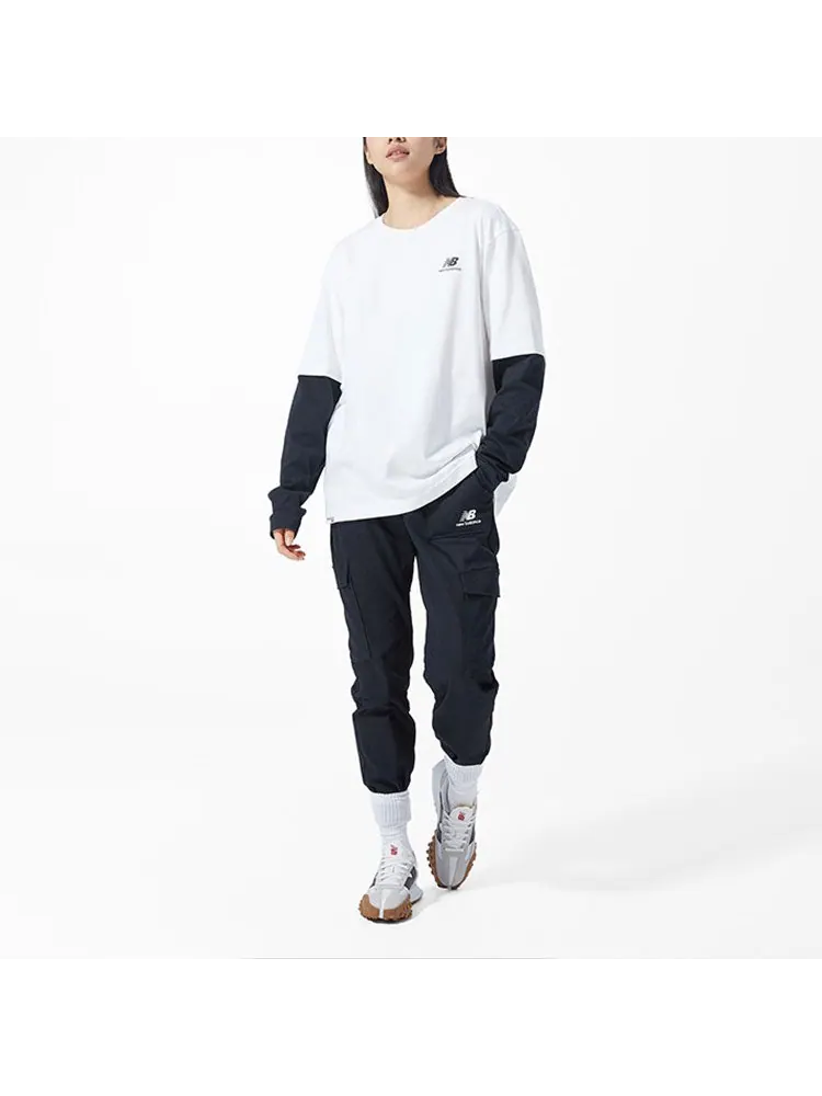 Футболка New Balance Classic Long Sleeve Tee 'White Black' — изображение 3 из 4, белый