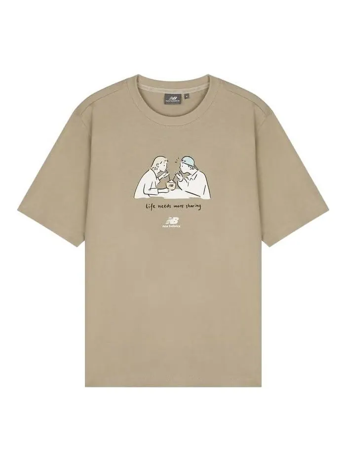 Футболка New Balance Graphic Print Tee 'Beige White' — изображение 1 из 1, бежевый