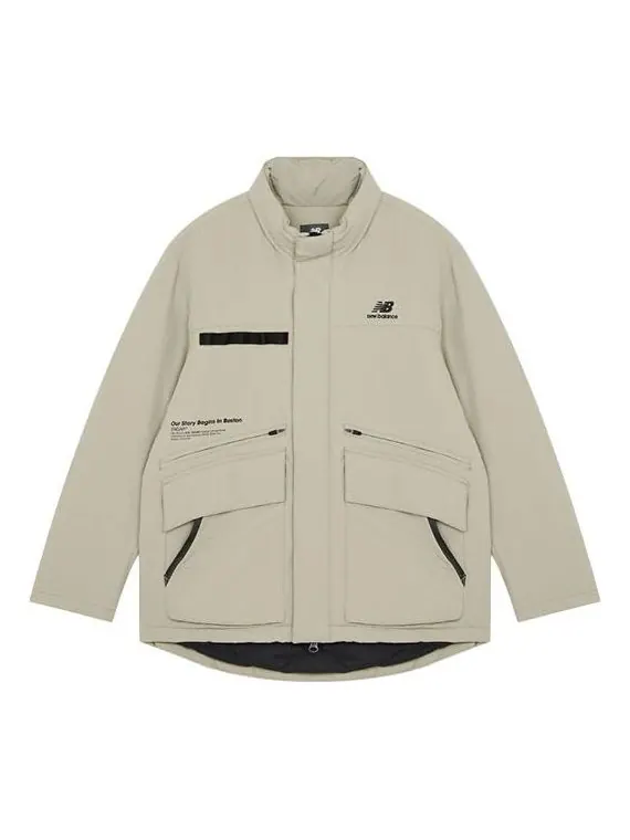 Куртка New Balance Logo Down Jacket 'Beige' — изображение 1 из 2, бежевый