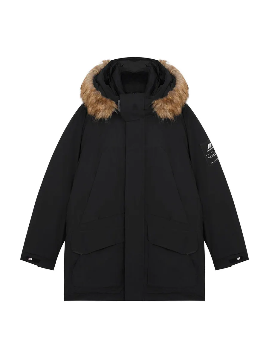 Куртка New Balance Warm Hooded Down Jacket 'Black' — изображение 1 из 4, черный