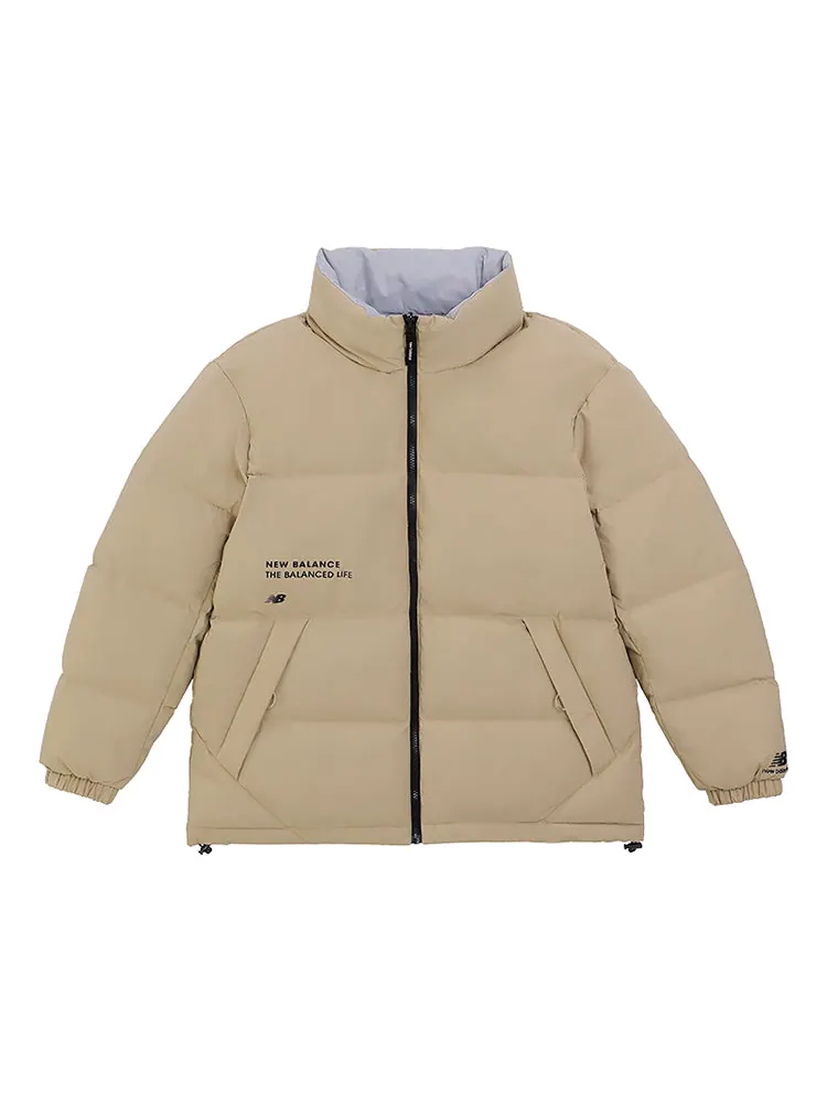 Куртка New Balance Logo Warm Down Jacket 'Grey Khaki' — изображение 3 из 6, серый