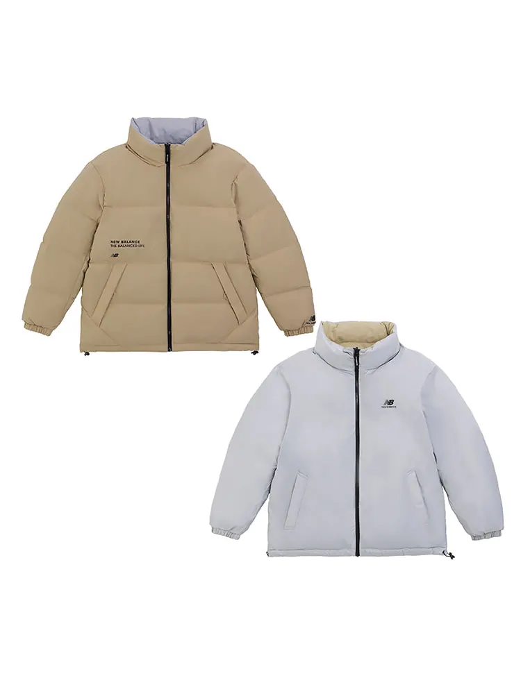 Куртка New Balance Logo Warm Down Jacket 'Grey Khaki' — изображение 5 из 6, серый