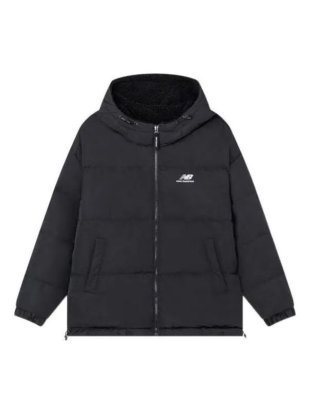 Куртка New Balance logo Sportswear Puffer 'Black White' — изображение 1 из 4, черный