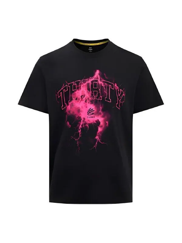 Футболка curry tour graphic t-shirt asia sizing 'black pink' Under Armour — изображение 1 из 2, черный/розовый