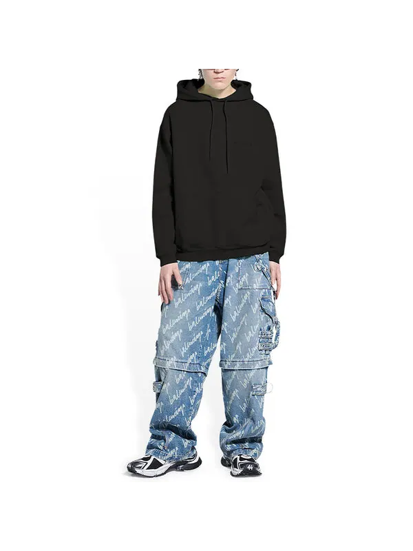 Толстовка logo hoodie medium fit 'washed black' Balenciaga — изображение 3 из 4, черный