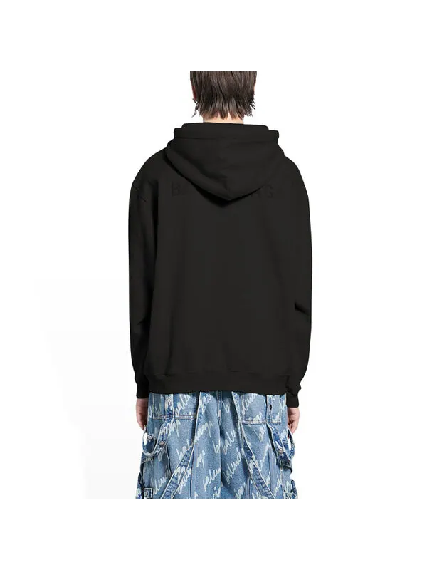 Толстовка logo hoodie medium fit 'washed black' Balenciaga — изображение 4 из 4, черный