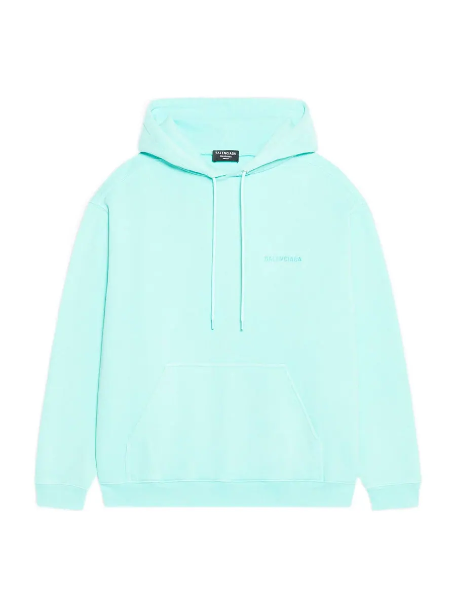 Худи Balenciaga Logo Hoodie Medium Fit 'Terquesa' — изображение 1 из 5, зеленый