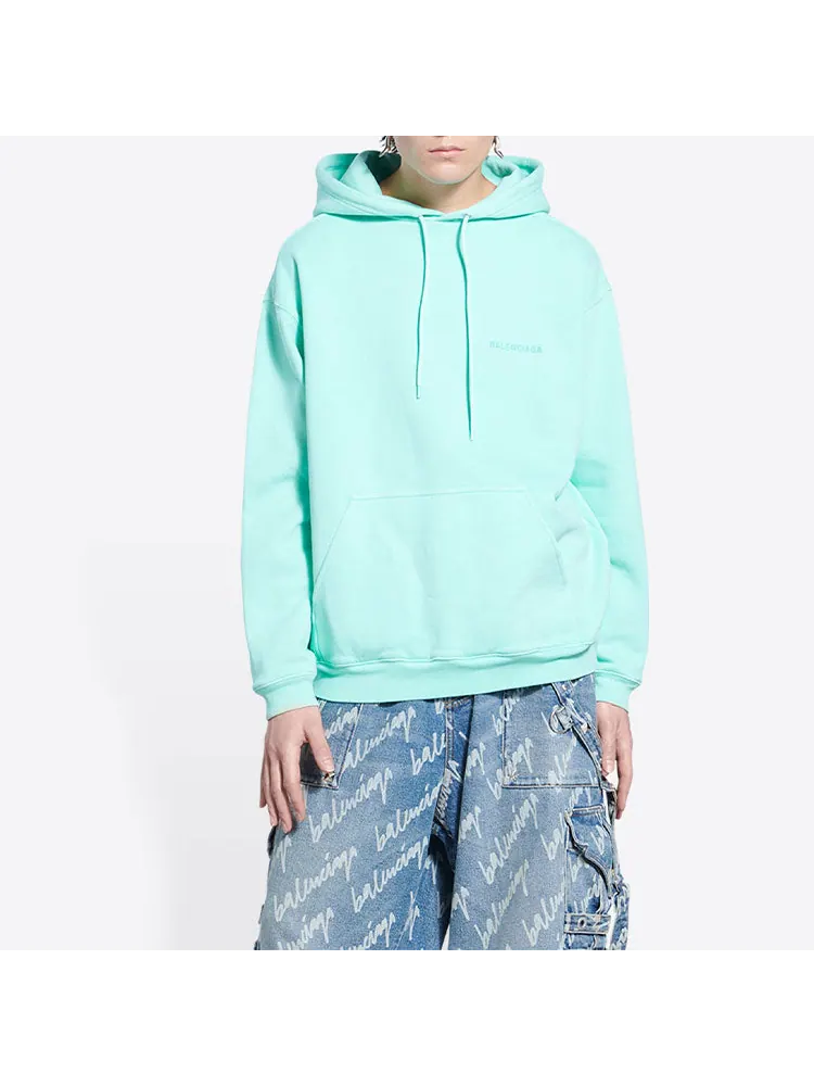 Худи Balenciaga Logo Hoodie Medium Fit 'Terquesa' — изображение 3 из 5, зеленый