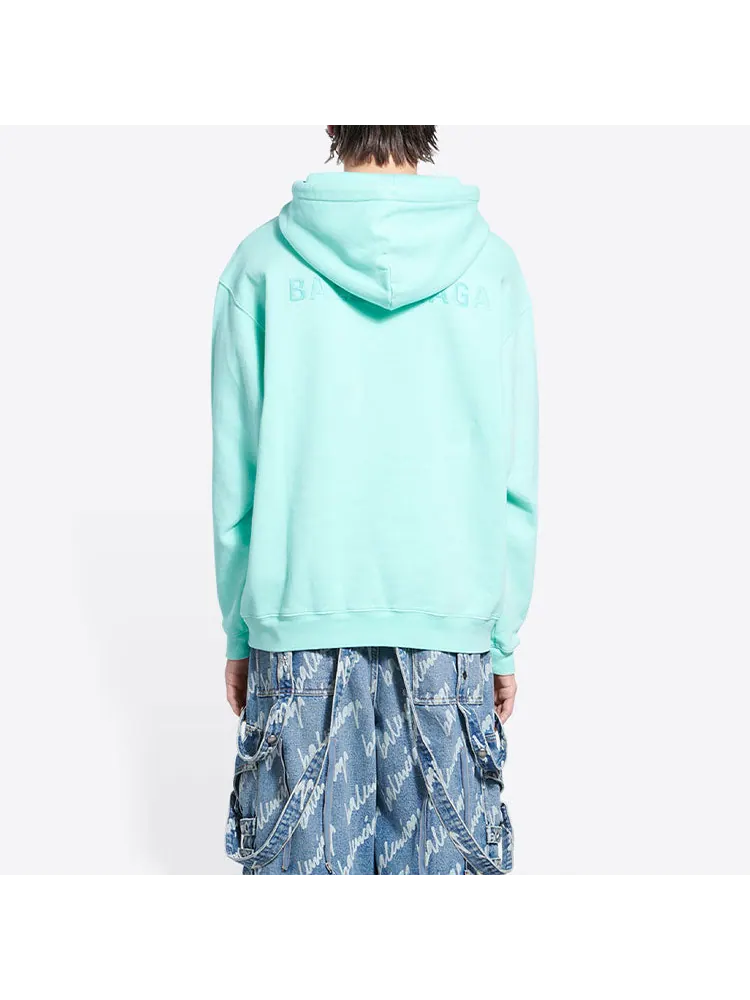 Худи Balenciaga Logo Hoodie Medium Fit 'Terquesa' — изображение 4 из 5, зеленый