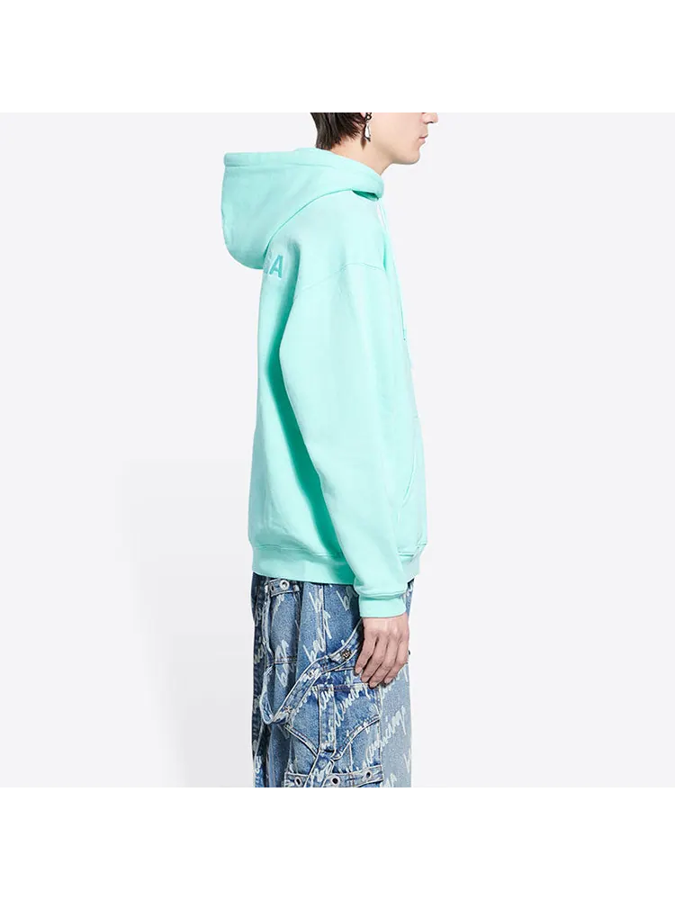 Худи Balenciaga Logo Hoodie Medium Fit 'Terquesa' — изображение 5 из 5, зеленый