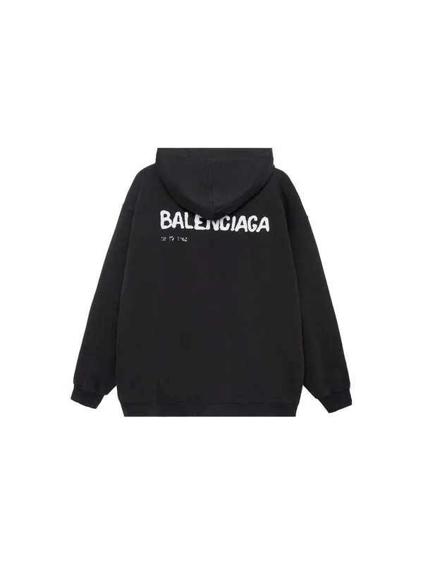 Толстовка hand-drawn hoodie medium fit 'black' Balenciaga — изображение 2 из 4, черный