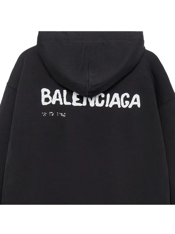 Толстовка hand-drawn hoodie medium fit 'black' Balenciaga — изображение 3 из 4, черный