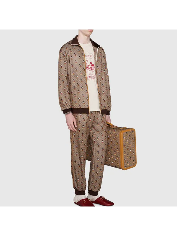 Брюки Gucci x Disney Mickey, мужские, с принтом Mickey Mouse — изображение 2 из 4, коричневый