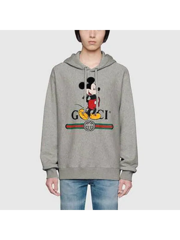 Толстовка Gucci x Disney Mickey Mouse Printed Loose, мужская, серая — изображение 4 из 4, серый