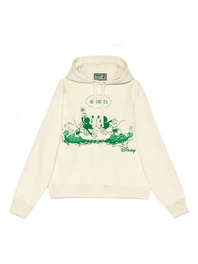 Худи Gucci x Disney с принтом Mickey & Minnie, мужское — изображение 1 из 3, бежевый