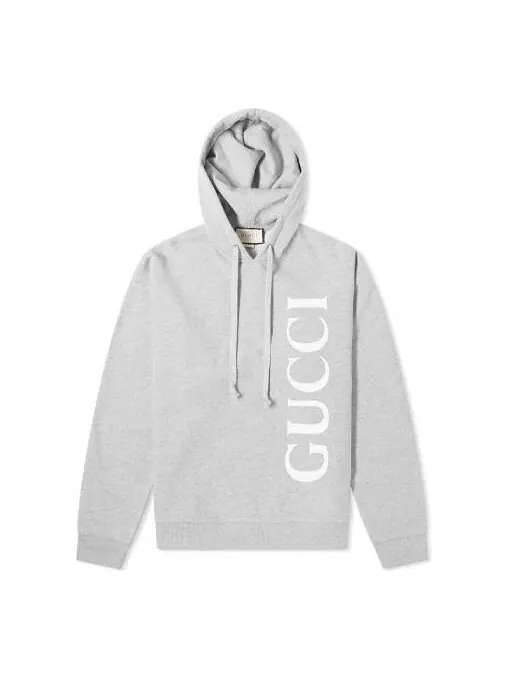Толстовка Gucci men's large logo cotton gray, мужская, серая — изображение 1 из 4, серый