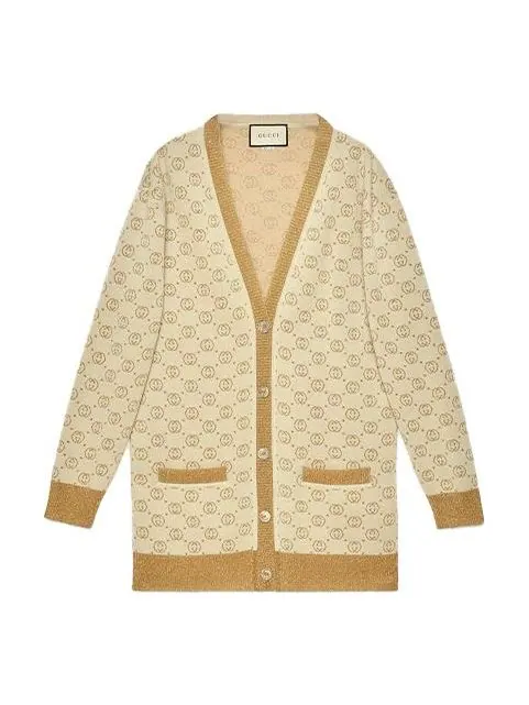 Кардиган Gucci GG Silk Wool, свободный крой — изображение 1 из 4, золото
