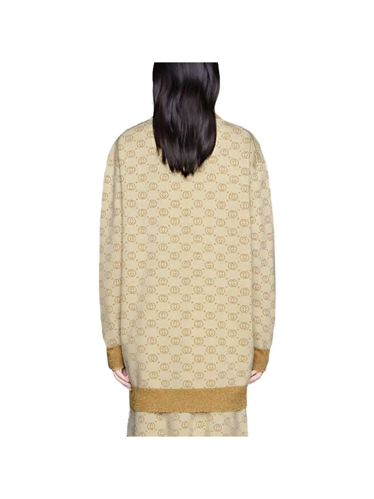 Кардиган Gucci GG Silk Wool, свободный крой — изображение 4 из 4, золото